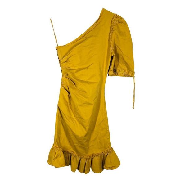 Jonathan Simkhai One Shoulder Dress Asymmetric Denim Sheath Yellow Size 8 - Picture 5 of 12
